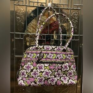 Vera Bradley Purple and Green Quilted Tote Bag